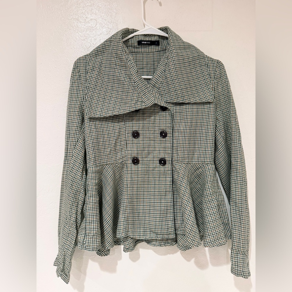 Una Rosa Green Checkered Women's Top size 1 (Small) Y2K - Picture 6 of 10
